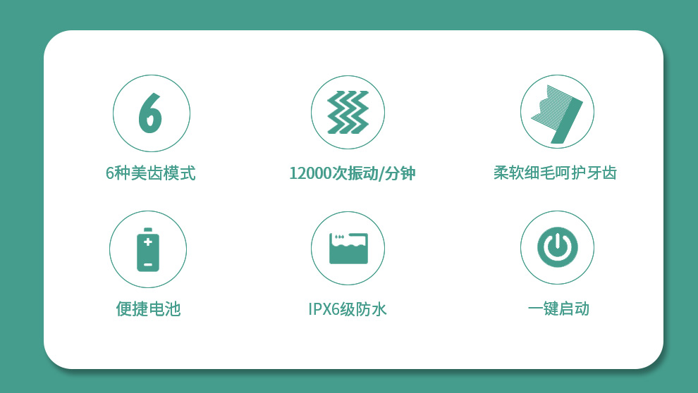 麦喆MAYZE MZ-201801-5声波电动牙刷6档5号干电池成人款防水软毛彩盒装(图2)